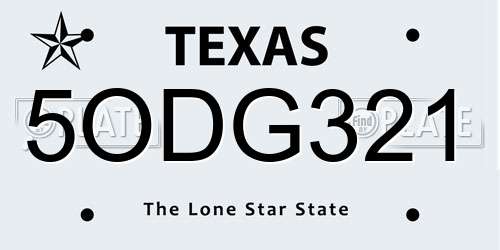 5ODG321 Texas License Plate