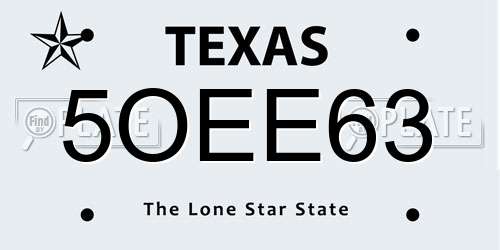 5OEE63 Texas License Plate