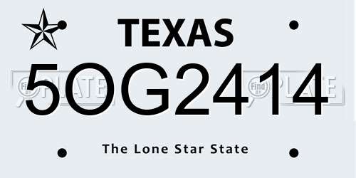 5OG2414 Texas License Plate