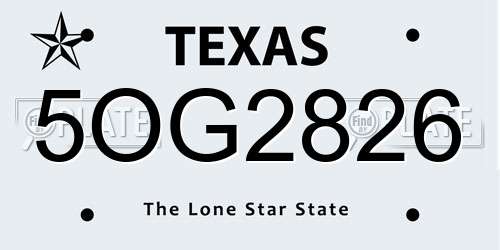 5OG2826 Texas License Plate