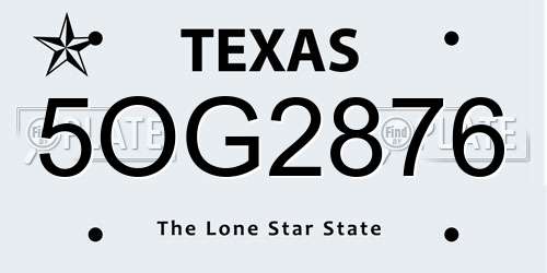 5OG2876 Texas License Plate