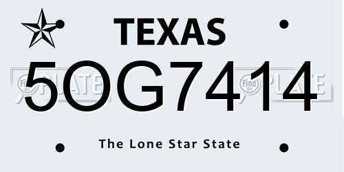 5OG7414 Texas License Plate