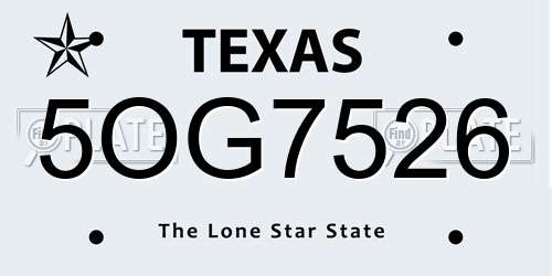 5OG7526 Texas License Plate