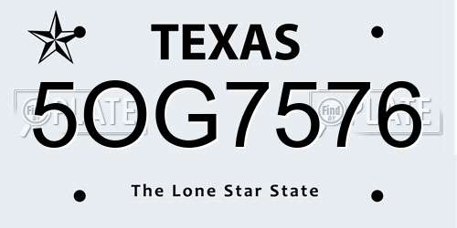 5OG7576 Texas License Plate