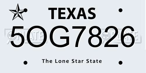 5OG7826 Texas License Plate