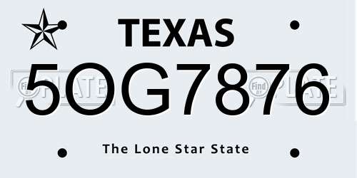 5OG7876 Texas License Plate