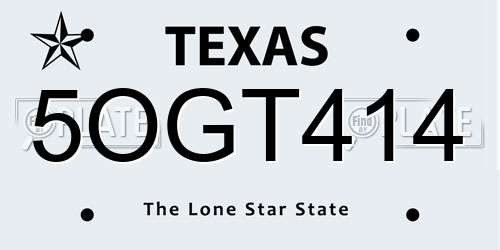 5OGT414 Texas License Plate