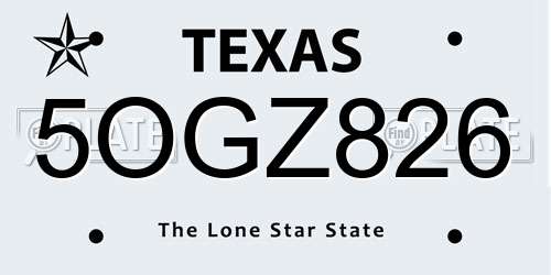 5OGZ826 Texas License Plate