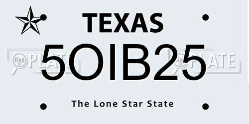 5OIB25 Texas License Plate