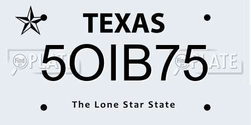 5OIB75 Texas License Plate