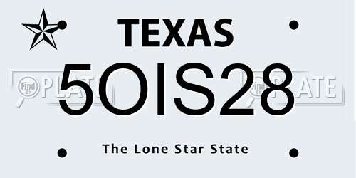 5OIS28 Texas License Plate