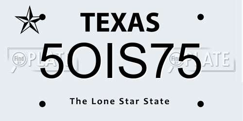 5OIS75 Texas License Plate