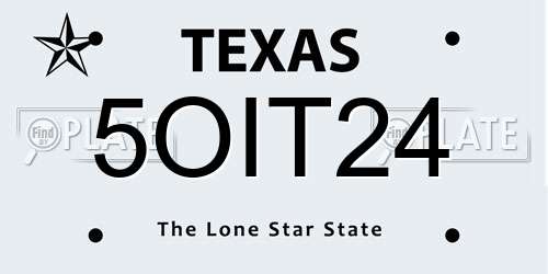 5OIT24 Texas License Plate