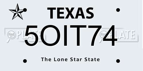 5OIT74 Texas License Plate