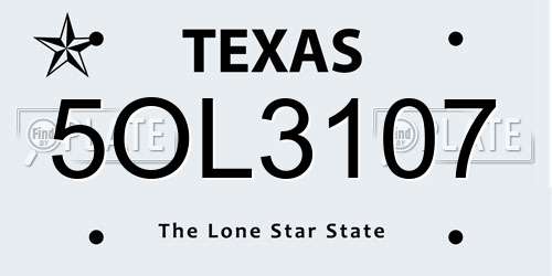 5OL3107 Texas License Plate