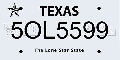 5OL5599 Texas License Plate