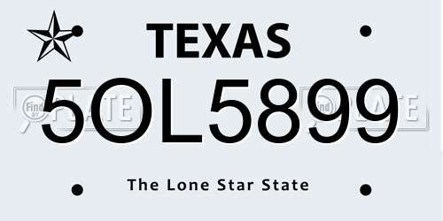 5OL5899 Texas License Plate