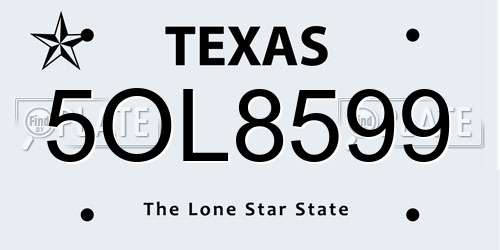 5OL8599 Texas License Plate