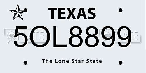 5OL8899 Texas License Plate
