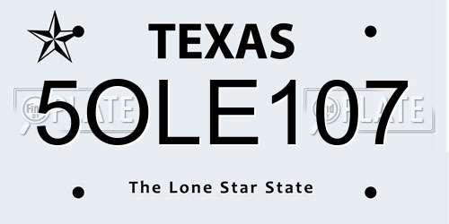 5OLE107 Texas License Plate