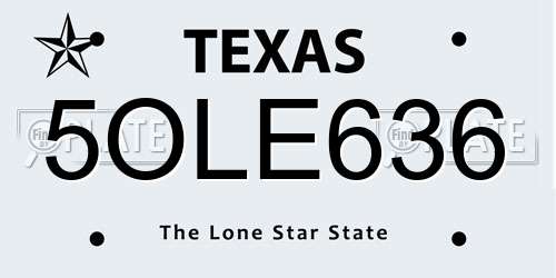 5OLE636 Texas License Plate