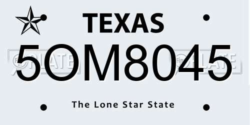 5OM8045 Texas License Plate