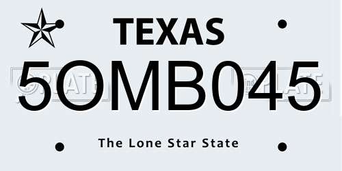 5OMB045 Texas License Plate