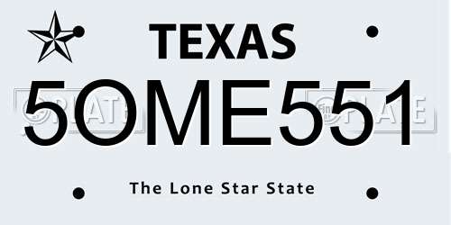 5OME551 Texas License Plate