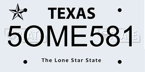 5OME581 Texas License Plate