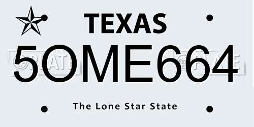 5OME664 Texas License Plate