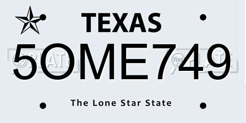 5OME749 Texas License Plate