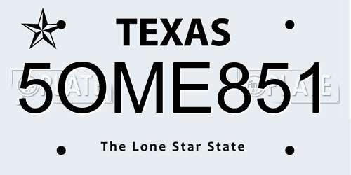 5OME851 Texas License Plate