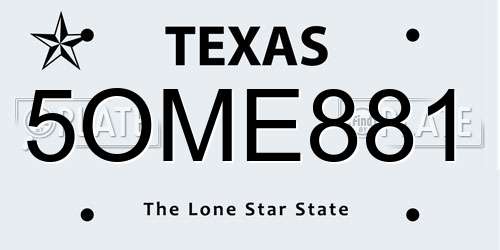 5OME881 Texas License Plate
