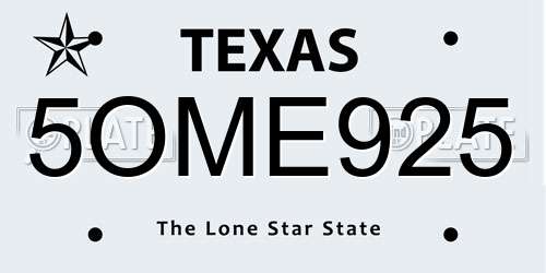 5OME925 Texas License Plate
