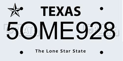 5OME928 Texas License Plate