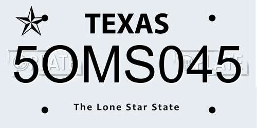 5OMS045 Texas License Plate
