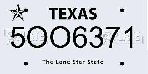 5OO6371 Texas License Plate