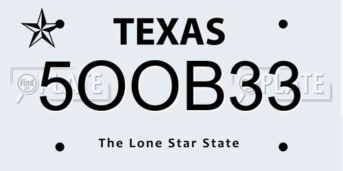 5OOB33 Texas License Plate