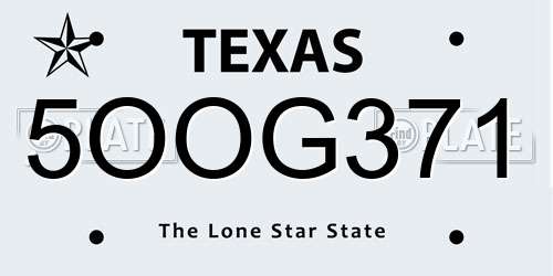 5OOG371 Texas License Plate