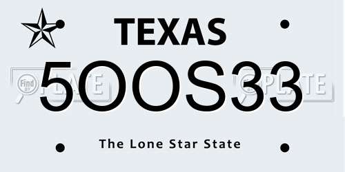 5OOS33 Texas License Plate