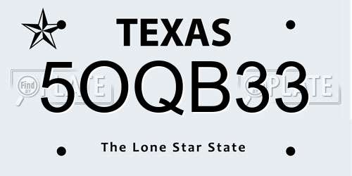 5OQB33 Texas License Plate