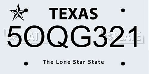 5OQG321 Texas License Plate