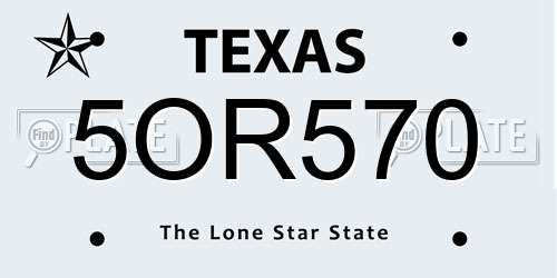 5OR570 Texas License Plate