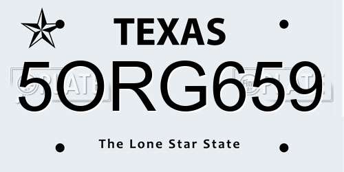 5ORG659 Texas License Plate