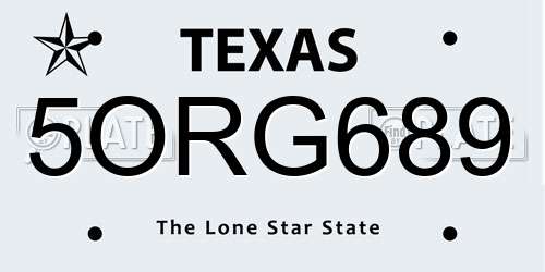 5ORG689 Texas License Plate