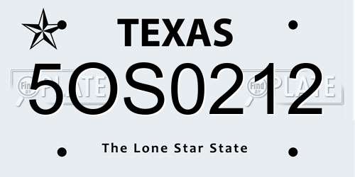 5OS0212 Texas License Plate