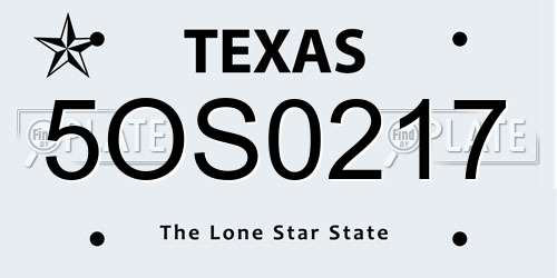 5OS0217 Texas License Plate
