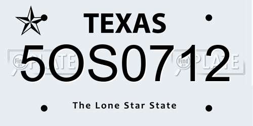 5OS0712 Texas License Plate