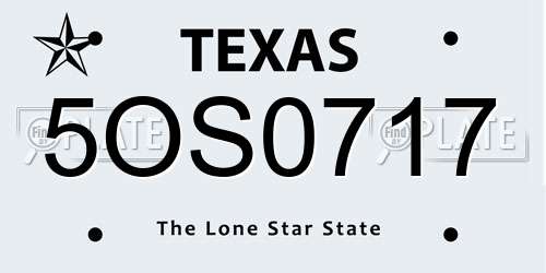 5OS0717 Texas License Plate