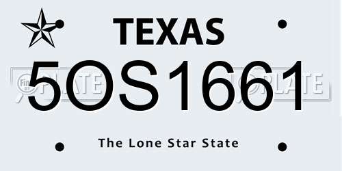 5OS1661 Texas License Plate